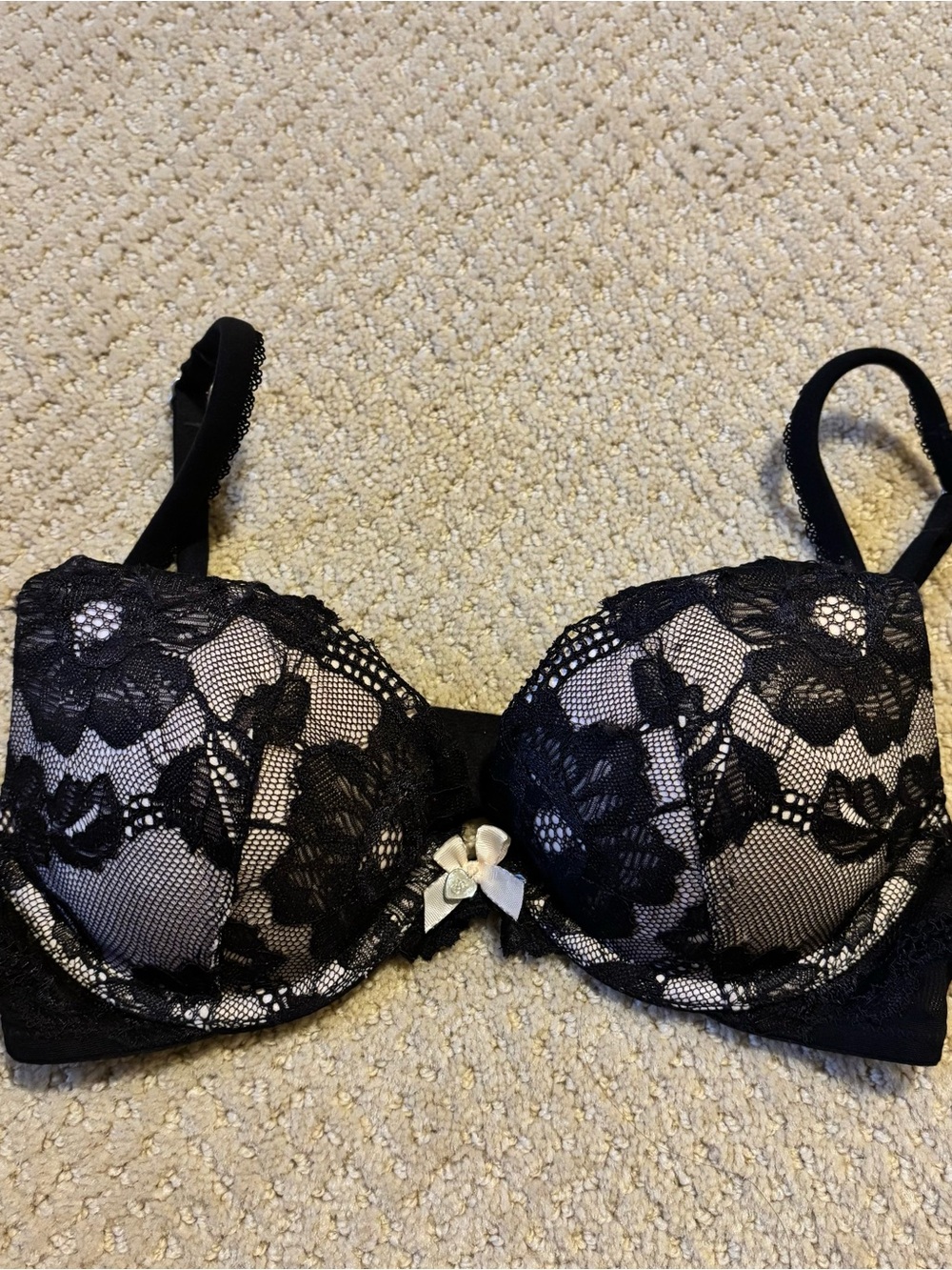 Victoria’s Secret black lace push-up bra